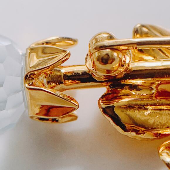 Vintage Swarovski Rose Pin Faceted Crystal 90s Y2K Small Rose Bud Floral Brooch - Picture 7 of 15